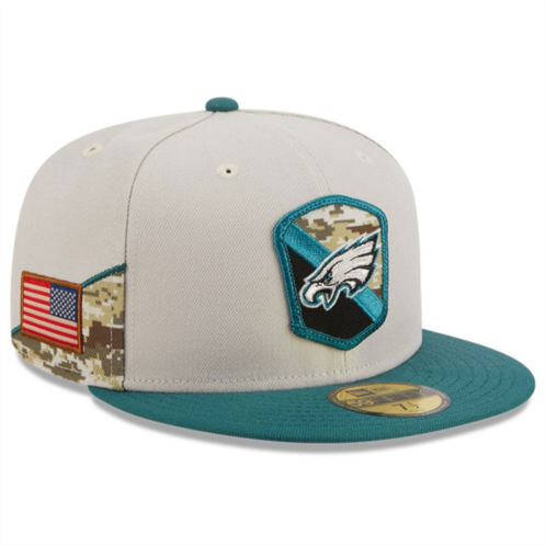 Mens New Era Stone/Midnight Green Philadelphia Eagles 2023 Salute To Service 59FIFTY Fitted Hat