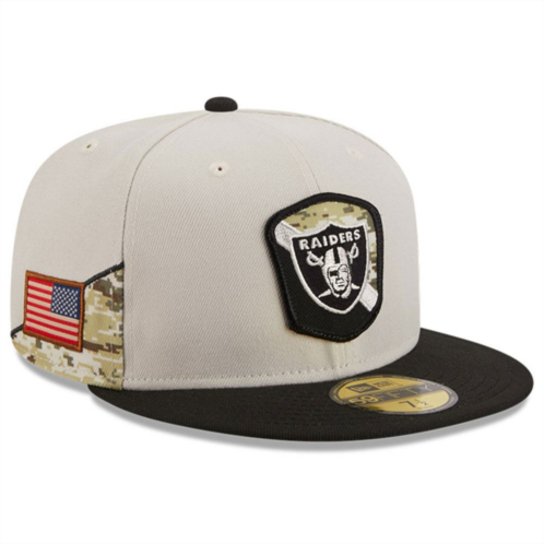 Mens New Era Stone/Black Las Vegas Raiders 2023 Salute To Service 59FIFTY Fitted Hat