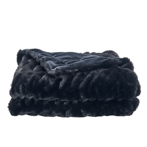 Madelinen Cozy Soft Faux Fur Reversible Throw Blanket
