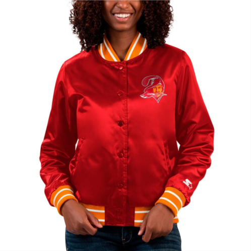 Womens Starter Red Tampa Bay Buccaneers Full Count Satin Full-Snap Varsity Jacket