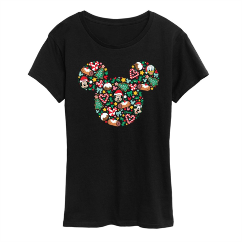 Licensed Character Disneys Mickey Mouse Womens Silhouette Christmas Graphic Tee
