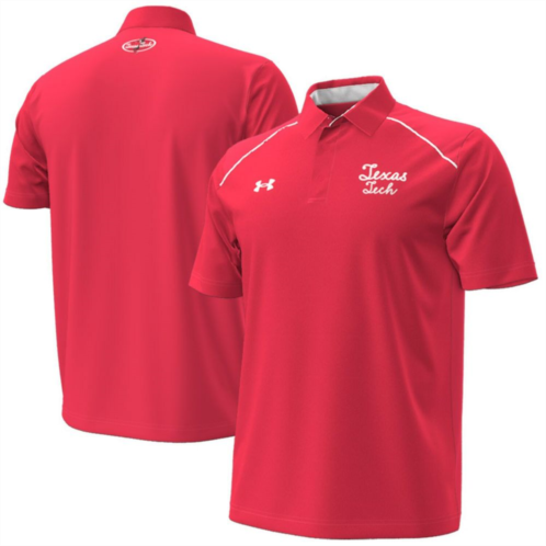 Mens Under Armour Red Texas Tech Red Raiders Throwback Cursive Polo