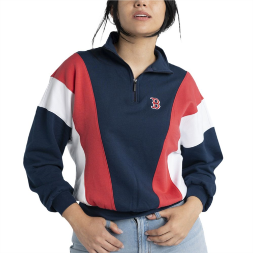 Unbranded Womens Lusso Navy Boston Red Sox Malia Quarter-Zip Sweatshirt