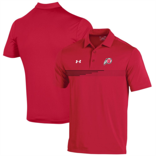 Mens Under Armour Red Utah Utes Tee To Green Stripe Polo