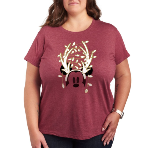 Disneys Mickey Mouse Plus Antlers Gold Glitter Graphic Tee