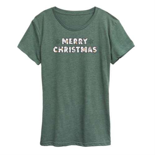 Disneys Winnie The Pooh Womens Merry Christmas Graphic Tee