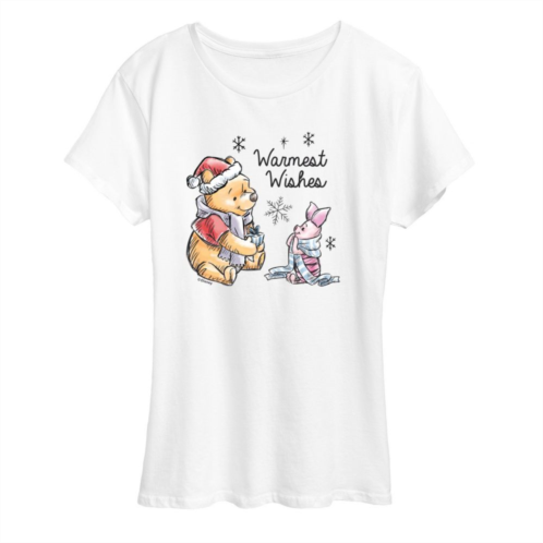 Disneys Winnie The Pooh Piglet & Pooh Womens Warmest Wishes Graphic Tee