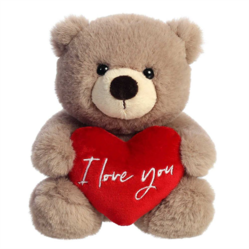 Aurora Small Taupe Valentine 6.5 Jolie Bear Heartwarming Stuffed Animal