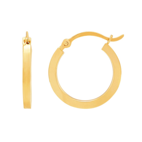 Everlasting Gold 14k Gold Square Tube Hoop Earrings