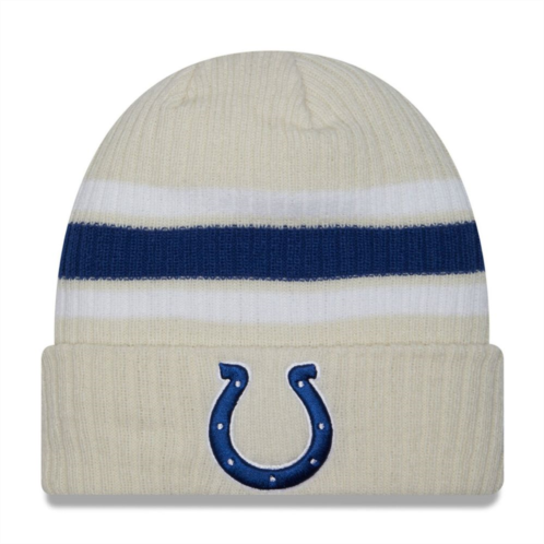 Mens New Era Cream Indianapolis Colts Vintage Cuffed Knit Hat