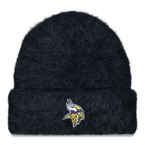 Womens New Era Black Minnesota Vikings Fuzzy Cuffed Knit Hat