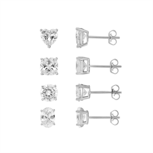 PRIMROSE Sterling Silver Cubic Zirconia Stud Earring Set