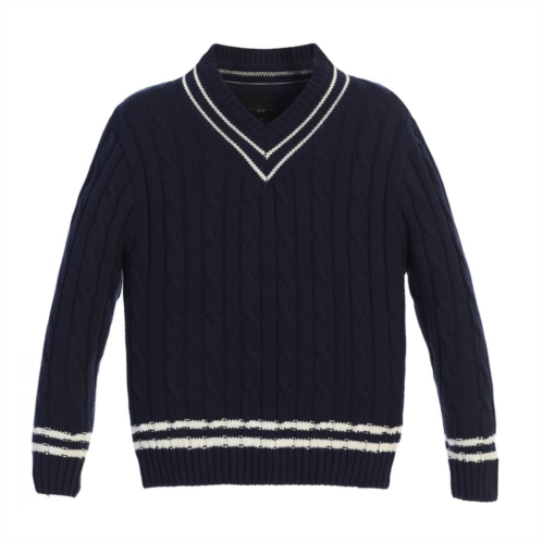 Gioberti Boys 100% Cotton V-neck Cable Knit Sweater