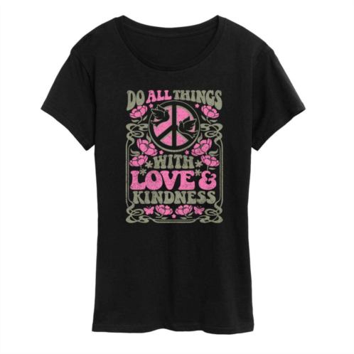 Licensed Character Womens Do All Things Love and Kindness Graphic Tee