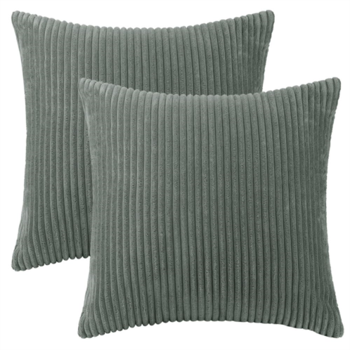 Unique Bargains Corduroy Modern Solid Striped Couch Sofa Home Decorative Pillow Covers 2 Pcs 18 x 18