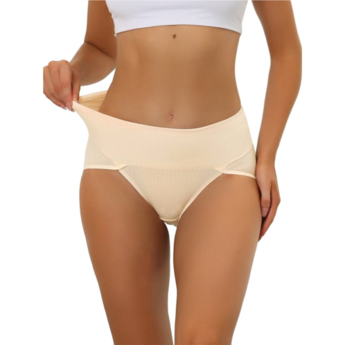 ALLEGRA K Womens Hi-Cut Ribbed High Waist Tummy Control Underwear, Available in Plus Size