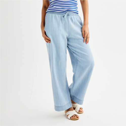 Womens Sonoma Goods For Life Easy Wide-Leg Linen-Blend Pants
