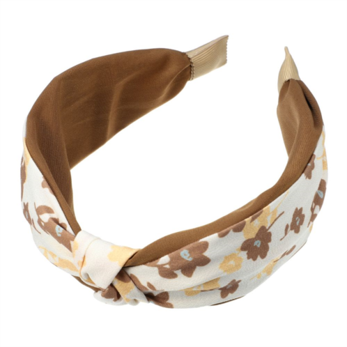 Unique Bargains Floral Knot Hairbands No Slip 2.36 Wide Hair Accessories Brown Headband
