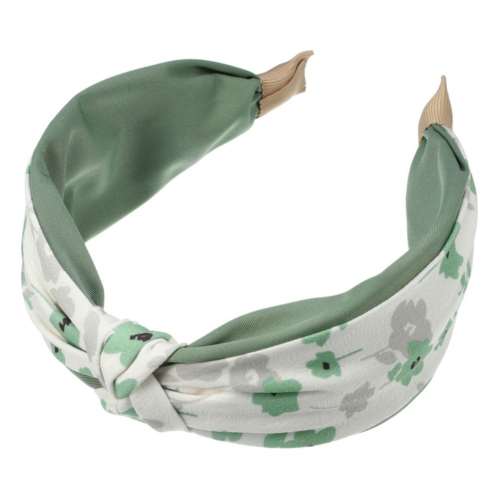 Unique Bargains Floral Knot Hairbands No Slip 2.36 Wide Hair Accessories Green Headband
