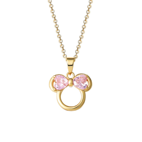 Disneys Minnie Mouse Pink Cubic Zirconia Pendant Necklace