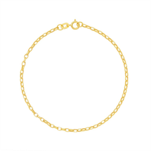 PRIMROSE 14k Gold Hollow Diamond-Cut Oval Belcher Bracelet