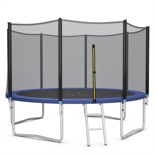 Slickblue Outdoor Trampoline Bounce Combo with Safety Closure Net Ladder - 12 Ft