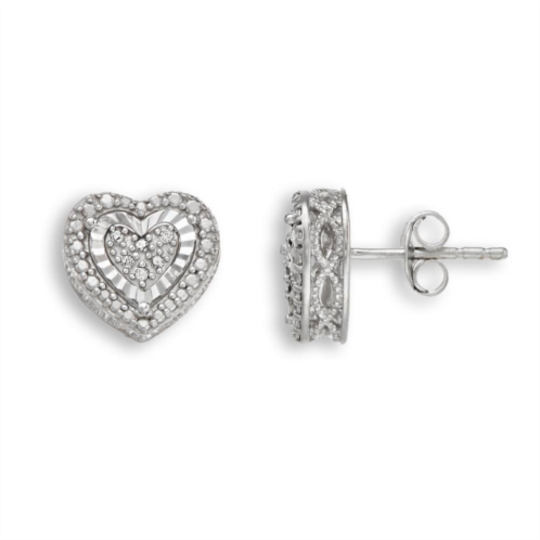 Diamond Facets Sterling Silver 1/10 Carat T.W. Diamond Cushion Pendant Necklace and Earring Set