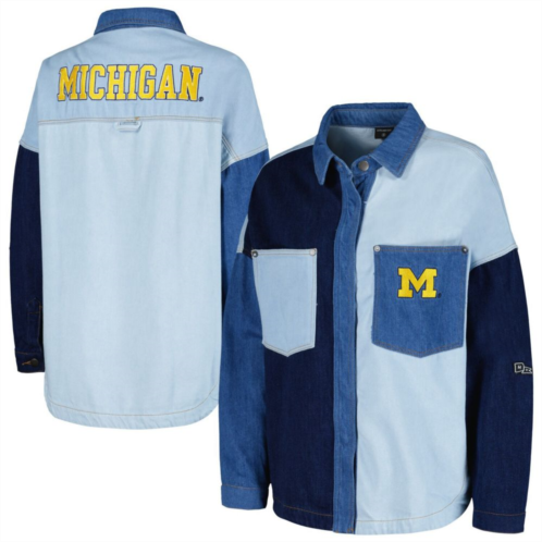 Unbranded Womens Hype and Vice Denim Michigan Wolverines Multi-Hit Hometown Full-Snap Jacket