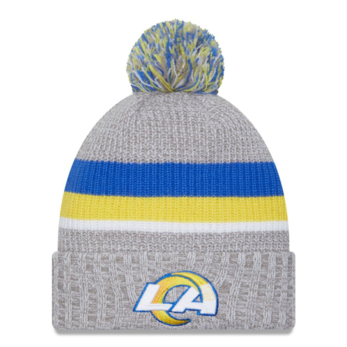 Mens New Era Heather Gray Los Angeles Rams Cuffed Knit Hat with Pom