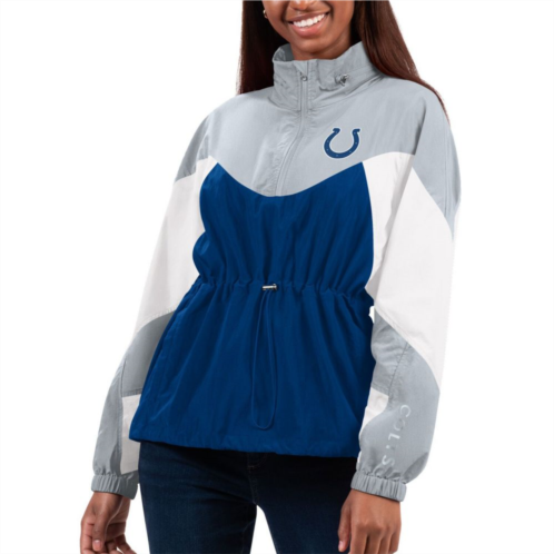 Womens G-III 4Her by Carl Banks Royal/Gray Indianapolis Colts Tie Breaker Lightweight Quarter-Zip Jacket