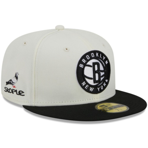 Unbranded Mens New Era x Staple Cream/Black Brooklyn Nets NBA x Staple Two-Tone 59FIFTY Fitted Hat