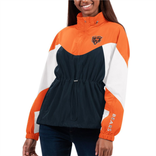 Womens G-III 4Her by Carl Banks Navy/Orange Chicago Bears Tie Breaker Lightweight Quarter-Zip Jacket