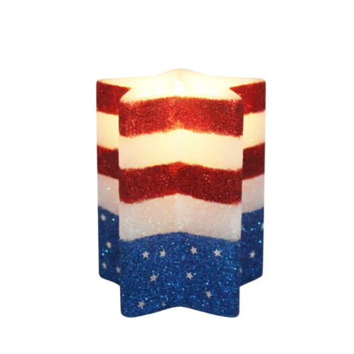 Celebrate Together Americana Sparkle LED 3 x 4 Star Pillar Candle
