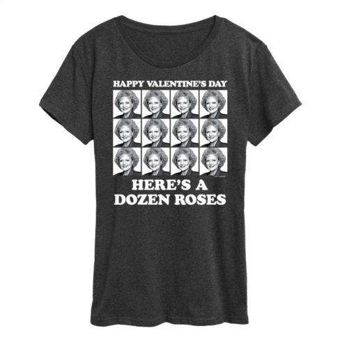 Licensed Character Womens Golden Girls Happy Valentines Day Roses Graphic Tee