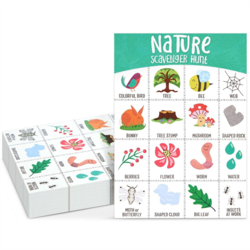 Blue Panda 50 Pack Find And Seek Nature Scavenger Hunt Cards, Outdoor Games For Kids