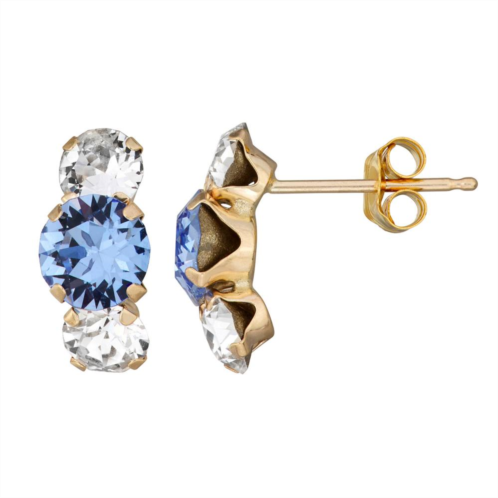 Taylor Grace 10k Gold Blue & White Crystal Delicate Drop Earrings