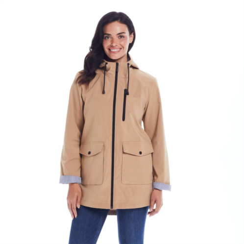 Womens Weathercast Lightweight Hooded Rain Slicker Coat