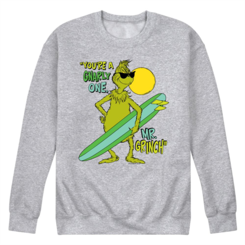Licensed Character Mens Dr. Seuss The Grinch Youre A Gnarly One Fleece Sweatshirt