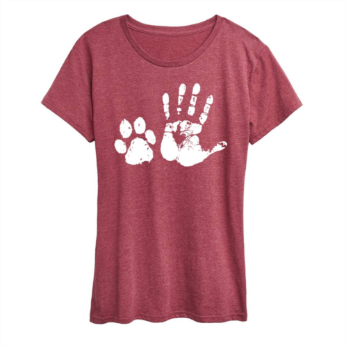 Licensed Character Womens Hand And Paw Print Graphic Tee