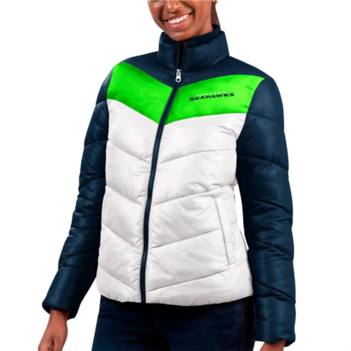 Womens G-III 4Her by Carl Banks White/Navy Seattle Seahawks New Star Quilted Full-Zip Jacket