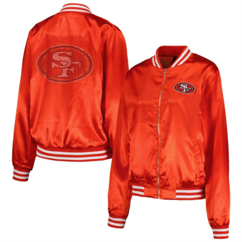 Unbranded Womens Cuce Scarlet San Francisco 49ers Rhinestone Full-Zip Varsity Jacket