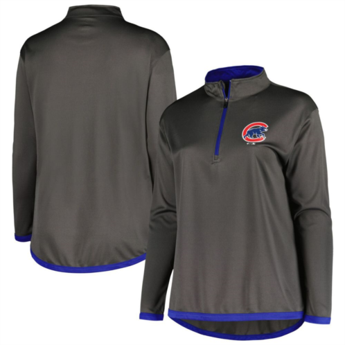 Unbranded Womens Profile Charcoal Chicago Cubs Plus Size Quarter-Zip Jacket