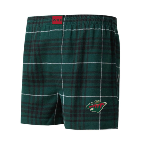 Unbranded Mens Concepts Sport Green/Black Minnesota Wild Concord Flannel Boxers