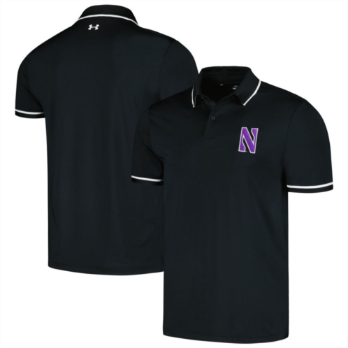 Mens Under Armour Black Northwestern Wildcats T2 Tipped Performance Polo