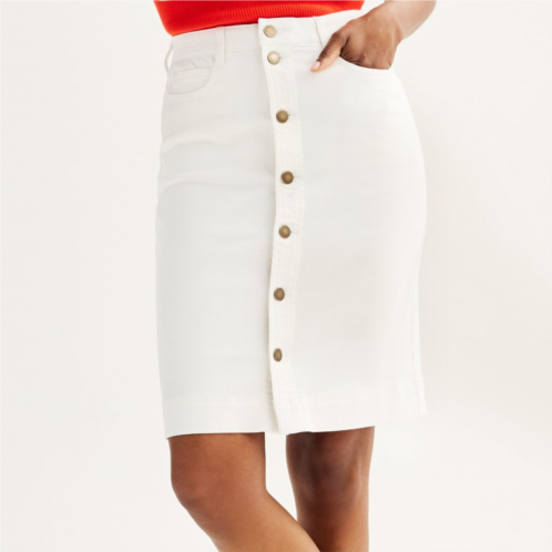 Womens Draper James Button-Front Denim Skirt