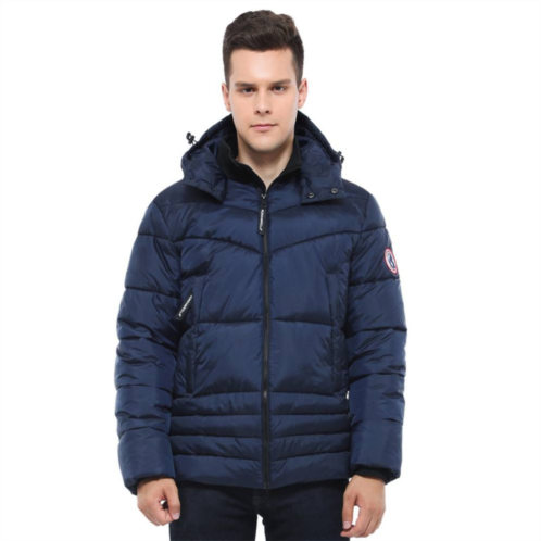 Mens Rokka&Rolla Quilted Hooded Puffer Jacket Coat