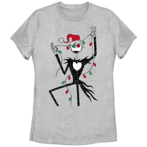Licensed Character Disneys The Nightmare Before Christmas Womens Jack With Xmas Lights Tee