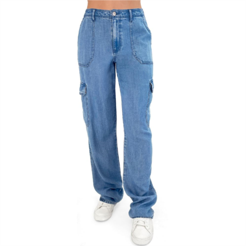 Juniors Rewash Denim Cargo Pocket Baggy Utility Jeans