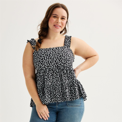 Juniors Plus Size SO Ruffly Tiered Tank Top