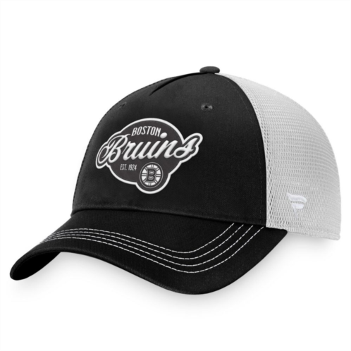 Womens Fanatics Branded Black/White Boston Bruins Fundamental Trucker Adjustable Hat